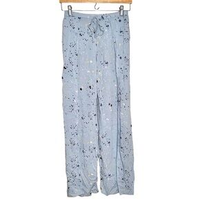 Olivaceous High Split boho blue beach / lounge pants
